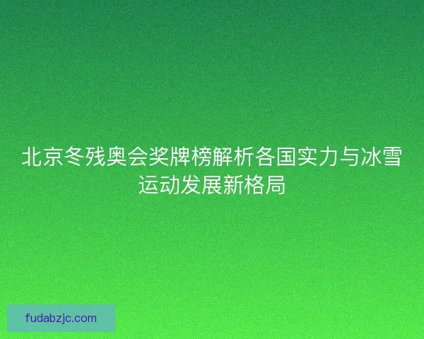 北京冬残奥会奖牌榜解析各国实力与冰雪运动发展新格局