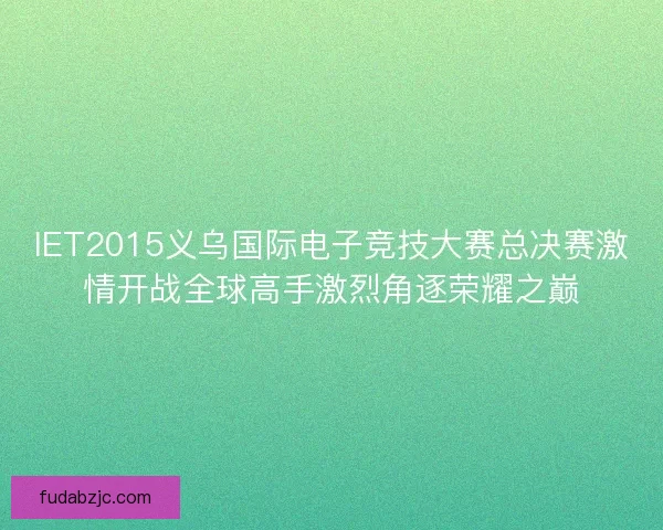 IET2015义乌国际电子竞技大赛总决赛激情开战全球高手激烈角逐荣耀之巅