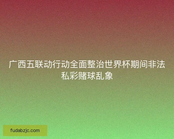 广西五联动行动全面整治世界杯期间非法私彩赌球乱象